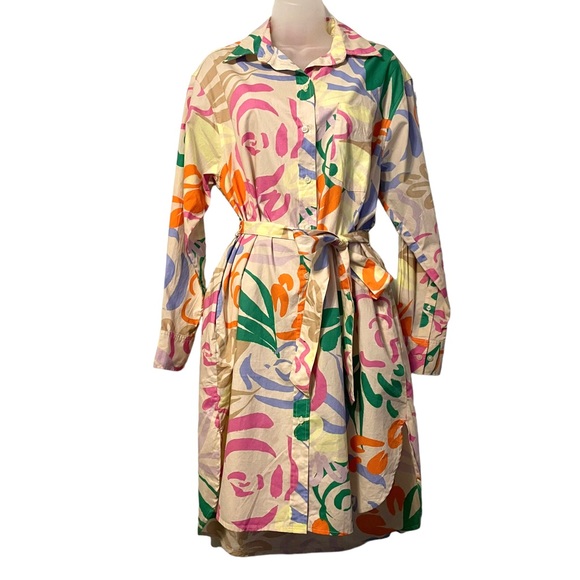 GAP Dresses Gap Printed Shirt Dress Abstract Floral Multicolored